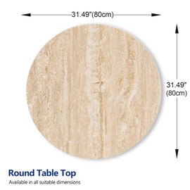 ZL ZELing Round Sintered Stone Table Top 31",Replacement Table Top for Indoor & Outdoor - Heat/Scratch Resistant Waterproof Ceramic DIY Desktop, Patio/Balcony/Bistro/Café & Dining Room (Beige)