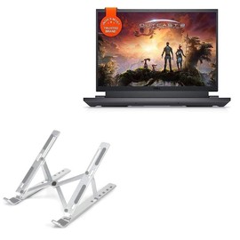 BoxWave Stand and Mount Compatible with Dell G16 7630 (16 in) - Compact QuickSwitch Laptop Stand, Portable Multi Angle Viewing Foldable Riser - Metallic Silver