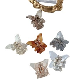 6 Pcs Womens Butterfly Wing Heart Claw Barrette Nonslip Interlocking Teeth Styling Fashion Beauty Accessory Classic Clamp Jaw Clip, (Style 1, One size)