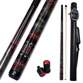 Collapsar CXL500 Pool Cue with 1X1 Hard Case,Low Deflection Shaft 13mm Black Tip Billiard Ques Sticks,58" 2-Pieces 21 oz Professional Pool Stick Set