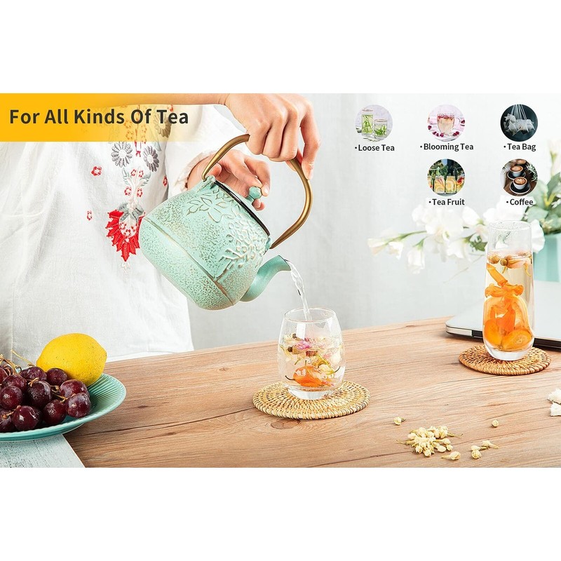 toptier Tea Kettle, TOPTIER Japanese Cast Iron Teapot with Infuser