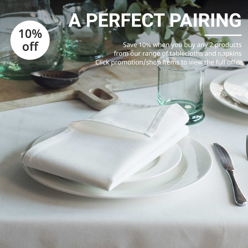 Organic Cotton Napkins 4 Pack 45x45cm White Easy Care Washable