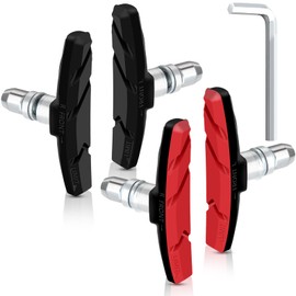 2 Pairs of Universal Bicycle Brake Pads, 70mm V Brake Pads, Mountain Bike Brake Blocks with Hex Nuts and Washers, Comes with 1 L-Shaped Hex Wrench for Installation and Removal