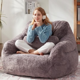 EBENCHICO Giant Bean Bag Chairs for Adults with Filling Comfy Large Bean Bag Sofa Chair with Armrest Plush Soft BeanBag Lazy Couch Sofa Chairs with Pillow for Bedroom Living Room