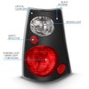 AmeriLite Black Replacement Brake Tail Lights Set for 01-05 Ford