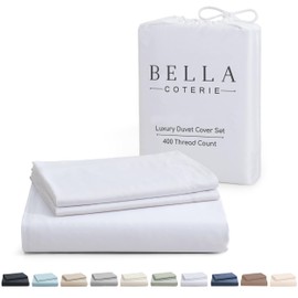 Bella Coterie Luxury Bamboo Viscose California King Size Duvet Cover Set | 100% Organically Grown | Corner Ties | Ultra Soft | Cooling | Two Pillow Shams | 106 x 94 | No Insert [White]