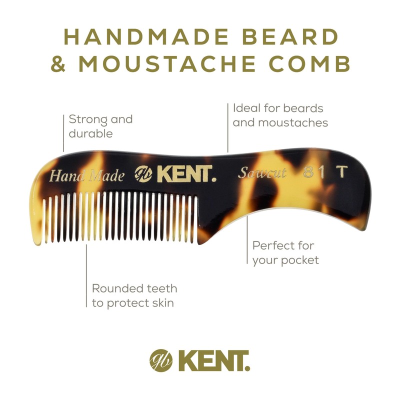 Kent 81T TY (2.8") Pocket Comb & Beard Comb for