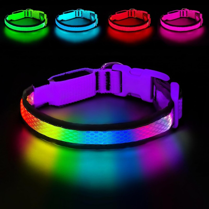 Collar reflectante para perro y gato, ajustable de neopreno suave