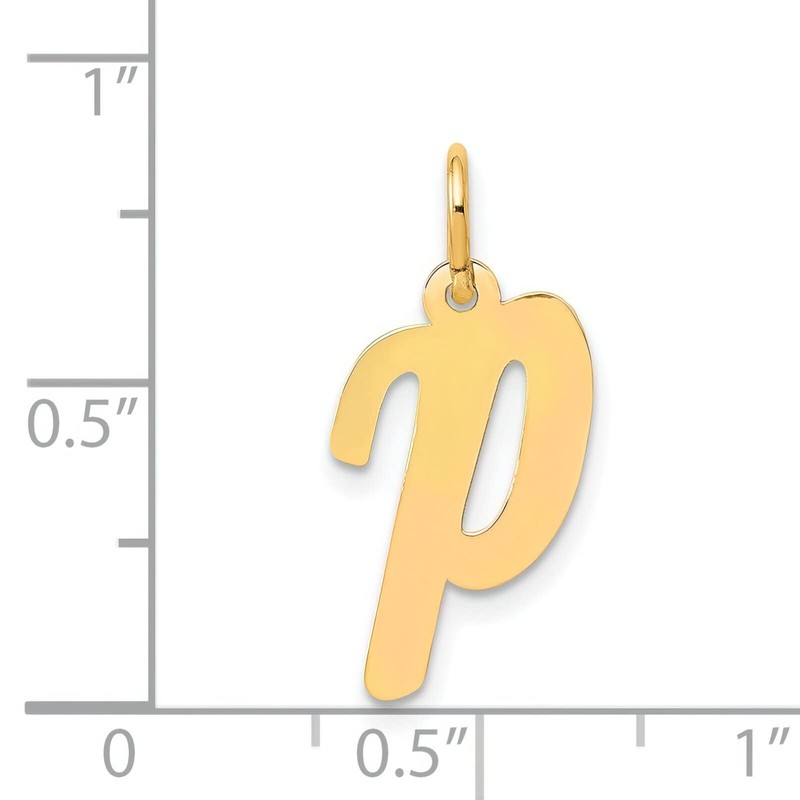 FindingKing 14K Yellow Gold Medium Script Initial Letter P Charm