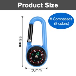 Compass with Carabiner Hook, Compass Children, Mini Compass, Compass Keyring, Compass Small, Compass Outdoor Compass Pendant, Nautical Compass, Compass Carabiner Gifts for Children, Pack of 8