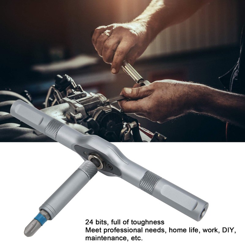 T-Handle Ratchet Screwdriver Set 24-in-1Bit Multipurpose Repair Tool Manual Hardware