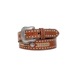Nocona Men's Belt Basketweave Concho Belt, Size 38, Tan