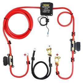 Unbranded Split Charge Relay Kit, 6mtr 12V, Automatic Dual Battery Isolator Kit with 140AM