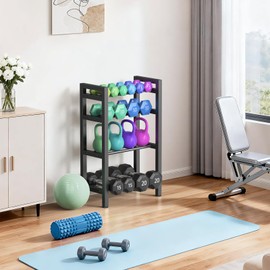 4 Tier Dumbbell, Rack Adjustable Weight Rack for Home Gym Heavy Duty Weight Stand, Kettlebell Stand Storage Rack,Workout Equipment Organizer (Rack Only)
