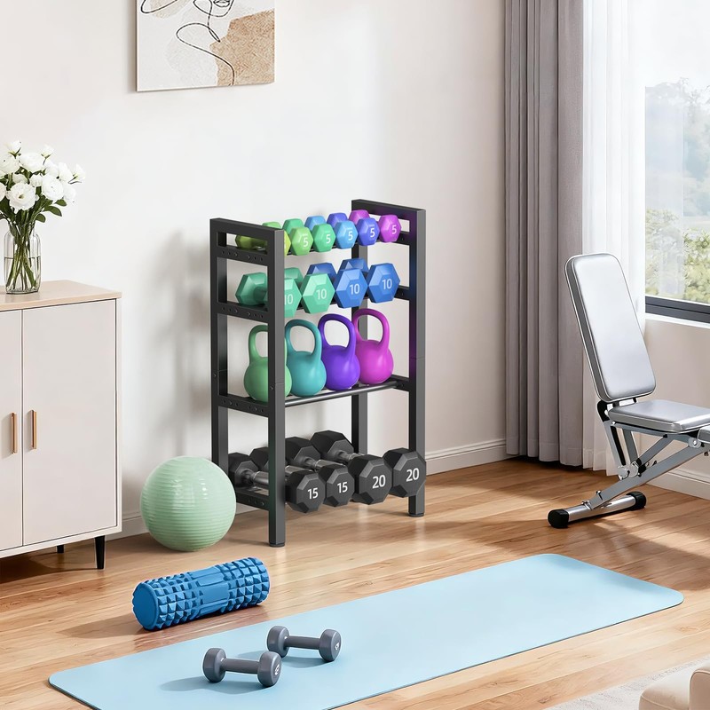4 Tier Dumbbell, Rack Adjustable Weight Rack for Home Gym