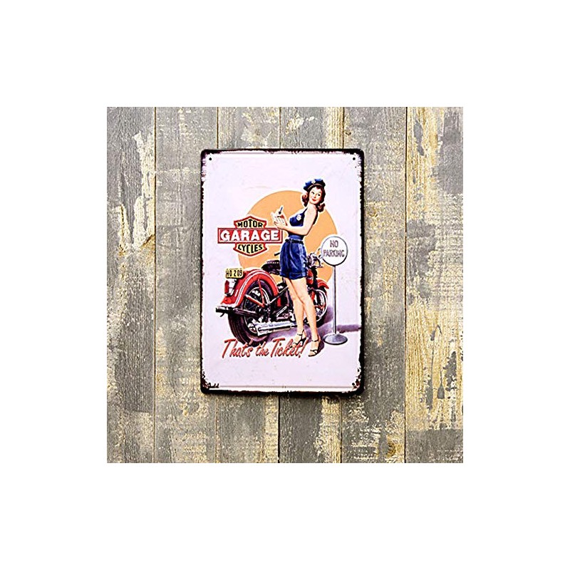 Akizuki Boeki Z235 GARAGE GIRL S Antique Metal Plate
