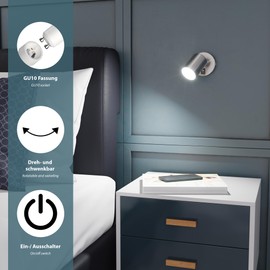 ledscom.de 2 Wall spot WAIKA, Single-Flame, with Switch, GU10, matt Chrome, incl. GU10 LED lamp (White, 4.888W, 450lm, 100°)