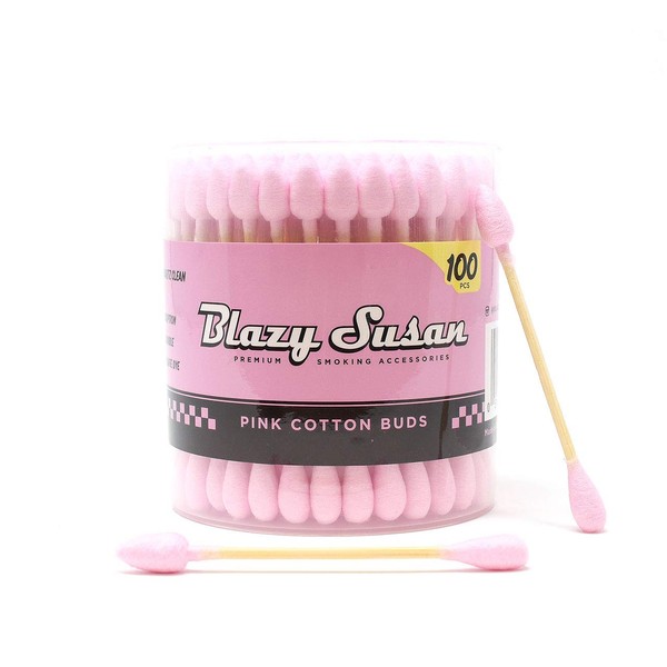 Blazy Pink Cotton Bud Swabs | Thick Cotton Swabs | No Residue or Aftertaste | 100 Count