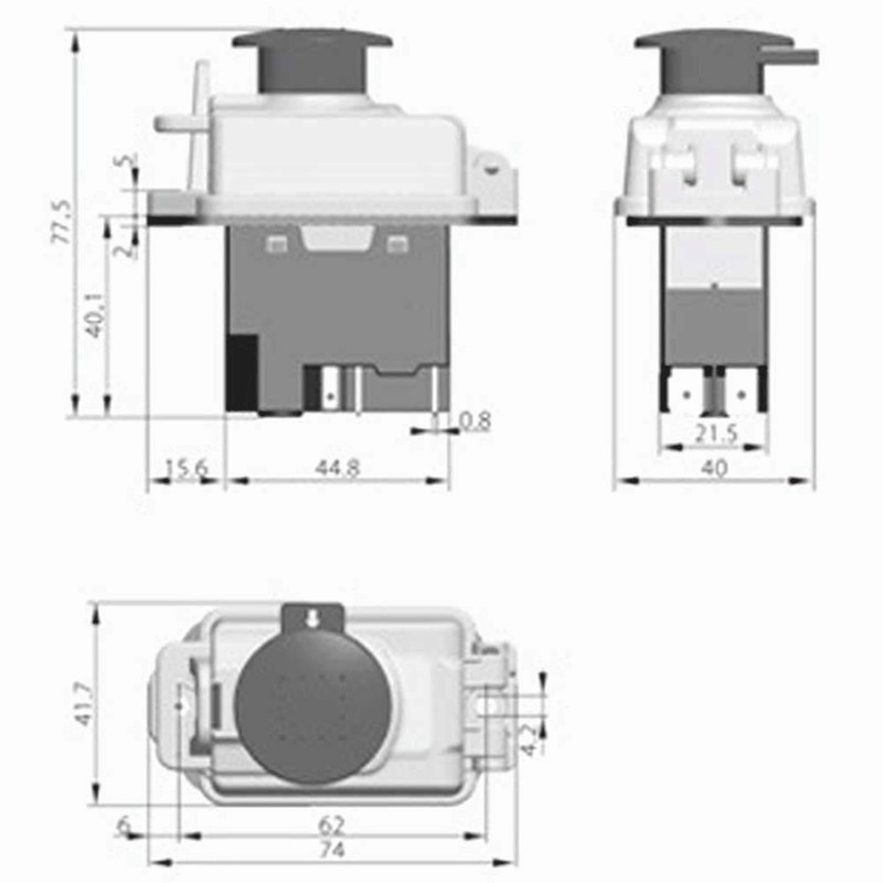 KEDU KJD17B 120V/16A 5 Pins Industrial Electromagnetic Switch Waterproof ON