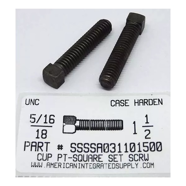 AMERICANINTEGRATEDSUPPLY.COM 5/16-18x1-1/2 SQUARE HEAD SET SCREWS CUP POINT CASE HARDENED