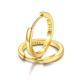 FaithHeart Small Sterling Silver Hoop Earrings for Women, Hypoallergenic Gold Huggie Hoop Earrings Lightweight Small Cartilage Earrings Cuff Hoop Earring Dainty Everyday Earrings 14mm