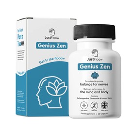 Justfloow JustFloow Genius Zen® Stress Relief Supplement | 9 Active Calming Ingredients| Natural Relief of Anxiousness, Nervousness, and Irritability | Vegan & Gluten Free | 2 Month Supply