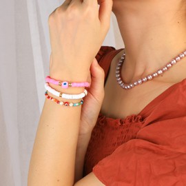 KELITCH Colourful Women's Charm Bracelets Friendship Tassel Bracelet Pearl Adjustable Bracelets, metal beads