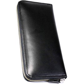 Berkut, Tochigi Leather x Himeji Leather, Genuine Leather, Long Wallet, Easy to Use, Round Zipper, Box Included, Black
