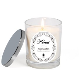 KAMMAK Scented Candle for Women Men, 7.05oz Home Decoration Soy Wax Candle Gifts, Tuscan Leather Aromatherapy Candles, Bathroom Relaxing Jar Candles for Mother, Father, Friends