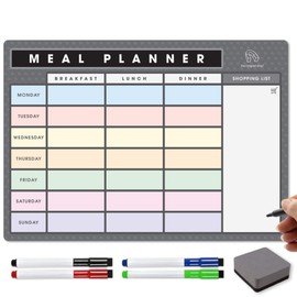 TMS A4 Weekly Meal Planner for Fridge | Magnetic Whiteboard Calendar and Shopping List | Use for Food Prep and Family Planning | Dry Wipe Memo Board for Kitchen | Made in the UK [30 x 21cm]