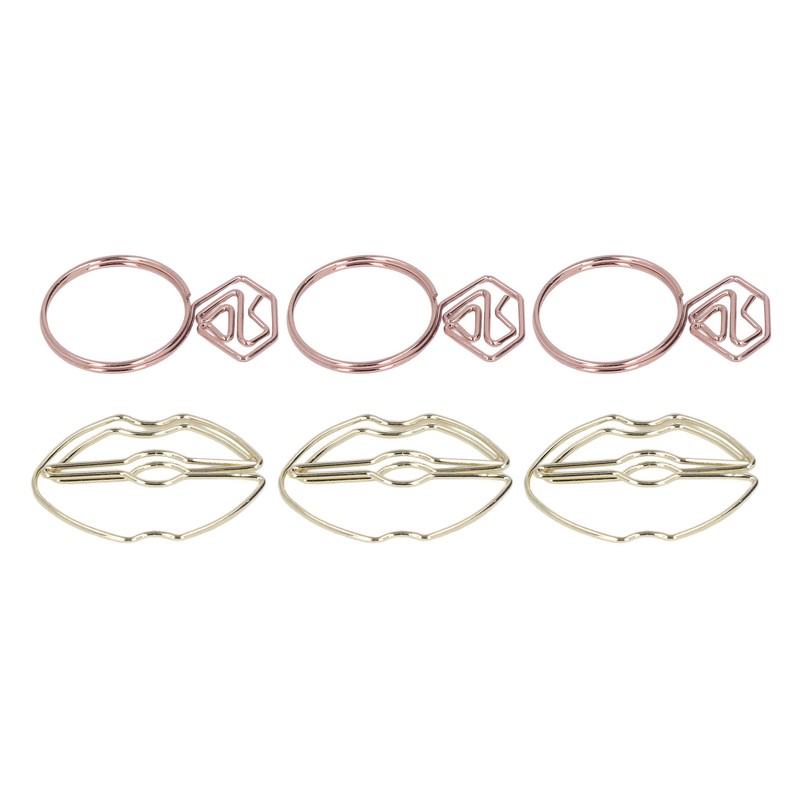 100pcs Metallic Paper Clips Lips Diamond Rings Shape Nonslip Portable