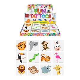  Henbrandt 72x Mini Jungle Temporary Tattoos for Children Animal Kids Party Bag Favours Loot Bag Fillers Lucky Dip Wedding Favours for Boys and Girls