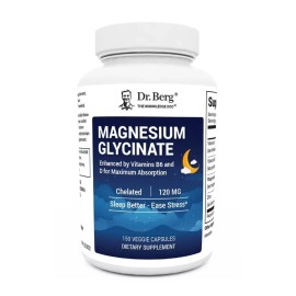 Dr. Berg's Magnesium Glycinate - Fully Chelated with Vitamin D & B6, 150 Veg Cap