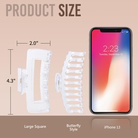 LuSeren 8 Pack ClearHair Clips for Women 4.3 Inch Large Hair Claw Clips for Women Thin Thick Curly Hair, Big Banana Clips,Strong Hold jaw clips