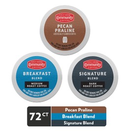 Community Coffee Variety Pack Coffee Pods, 72 Count, Medium, Dark Roast and Flavored, Compatible with Keurig 2.0 K-Cup Brewers (24 Count, Pack of 3)