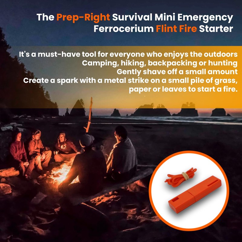 Fire Starter Flint Emergency Waterproof for Camping, Fishing and Hunting