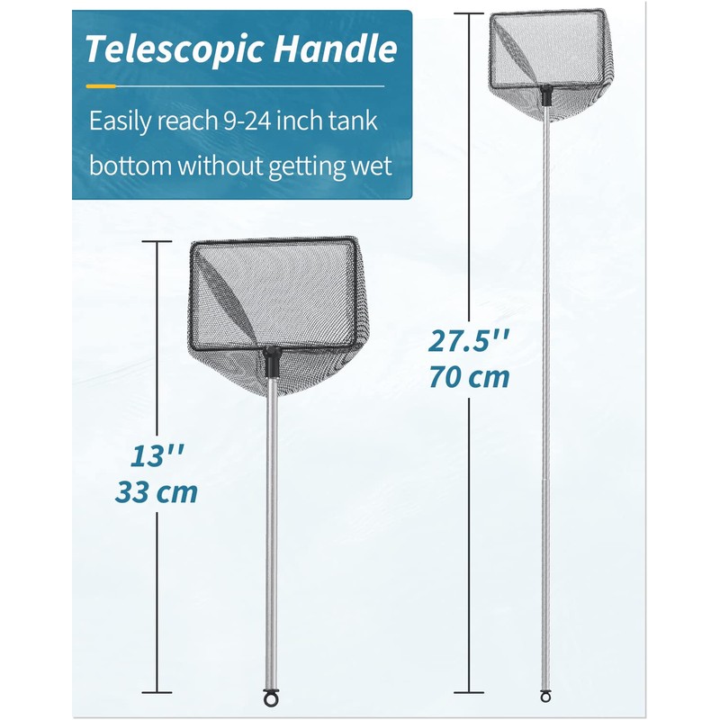Pawfly 5 Inch Aquarium Fish Net with Telescopic Stainless Steel