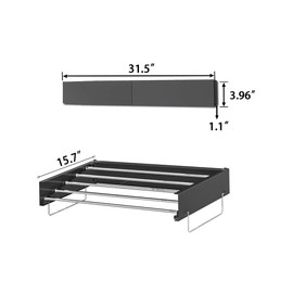 KOPLEOTH Wall Mounted Drying Rack - Retractable Foldable Laundry Rack (31.5 Inch), 5-Rod Collapsible Clothes Drying Rack with 2 Tower Handles for Indoor/Outdoor Use - Bathroom, Balcony, Apartment