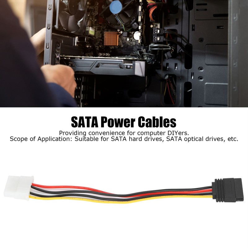 10 Pcs SATA Cables Big 4Pin to 15Pin IDESATA Power
