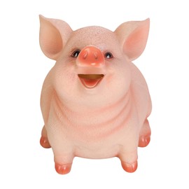 Piggy Bank Cute Pig Shaped Coin Money Box Cash Saving Container Resin Saving Container Money Pig Household Decoration Money Coin Bank Gift for Children Boys Girls (S)