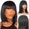Starmo Wig With Bangs Short Glueless Bob Wigs Hair Straight