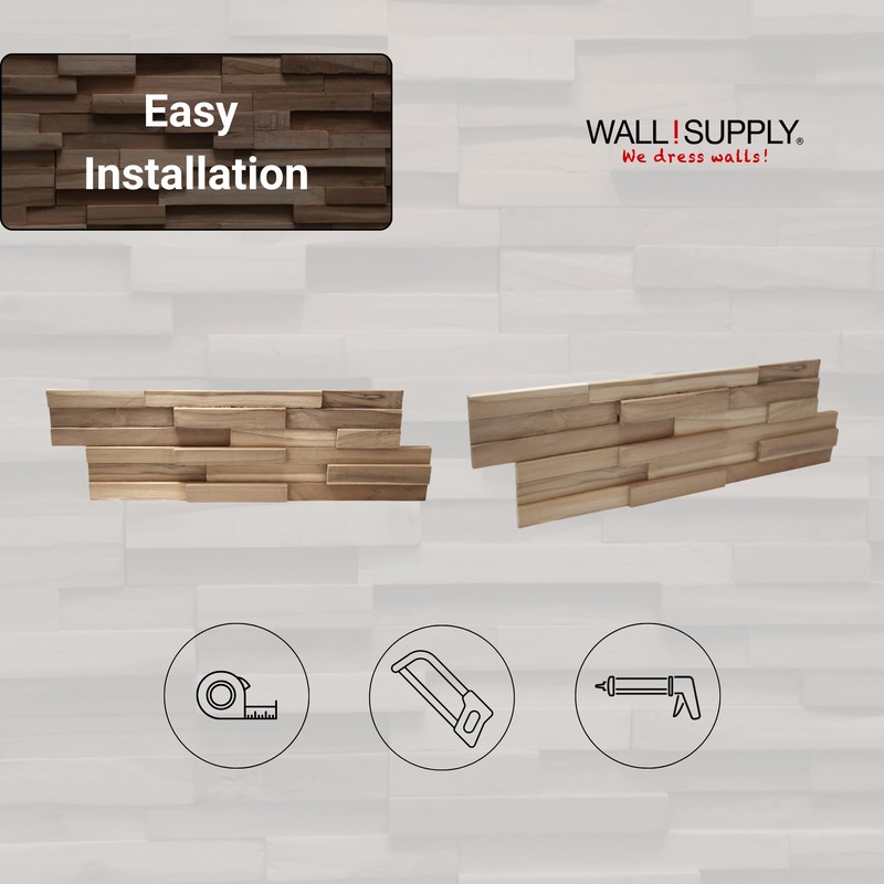 Wall!Supply 3D Wall Panels – Reclaimed Modern Asian Teak Wood