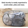 Grey, Durable Folding Laundry Baskets, Collapsible Mesh Pop Up Hamper