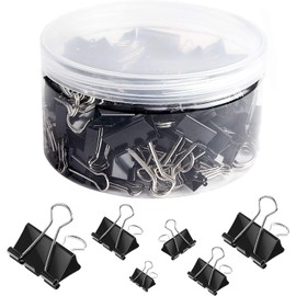 SANNIX 110 PCS Binder Clips Assorted Sizes, X Large, Large, Medium, Small, Mini and Micro, Binder Clips Paper Clamps for Office Home School