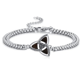 YEESIA Celtic Bracelets for Men and Women, 925 Sterling Silver, Ebony Celtic Bracelets, Adjustable Irish Wooden Jewellery, Gifts for Men and Women