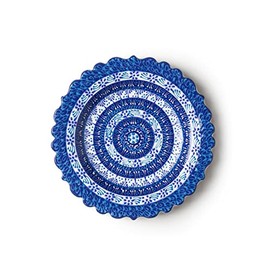 Lemose Turkish Handmade Decorative Plate - Blue&White Ceramic Ornament for Home - Hand Painted Wall Hanging Decor - Embossed Unique Art with Stand