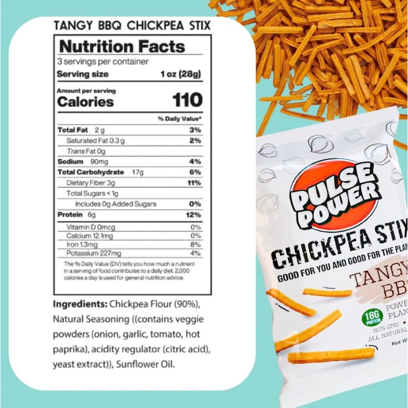 Pulse Power Chickpea Stix - Crunchy Snacks, High Protein, Gluten