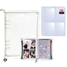 REYLNXR 20 Sheets, 4 Tiers, Double-Sided Transparent Inner Pages, A5 Zipper, Sealing Pad, Large Capacity, Clear, For Girls, PVC, Multi-Functional Storage, For Cute Kids, Portable Design, Birthday Gift
