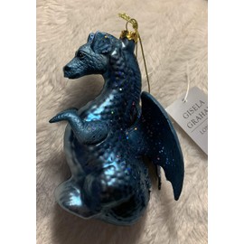 Gisela Graham Blue Dragon American themed Glass Ball Decoration 12 Centimeter