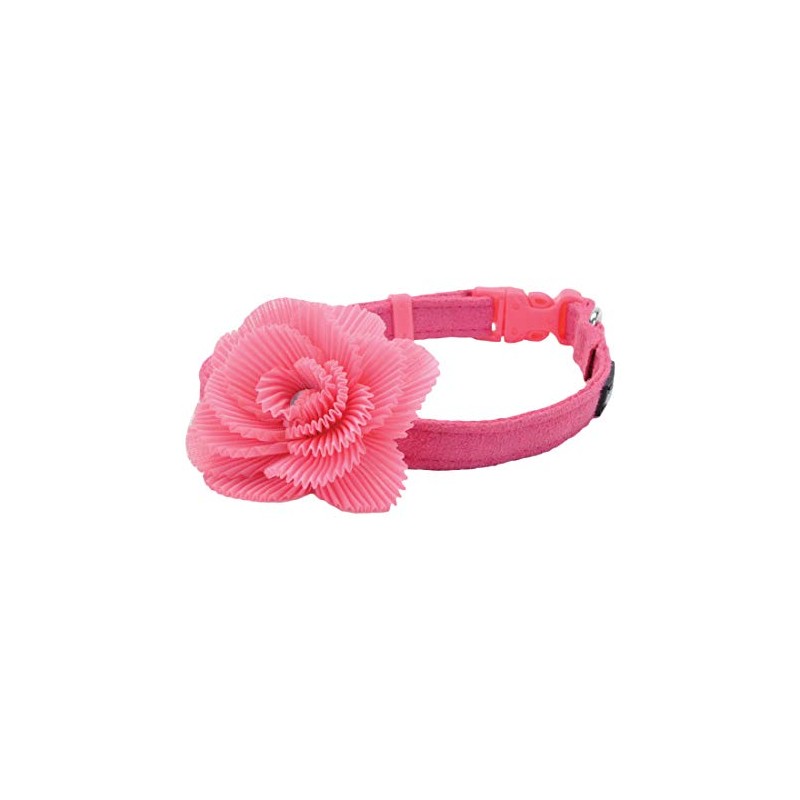 Coastal Li'l Pals - Collar de microfibra, rosa con flor